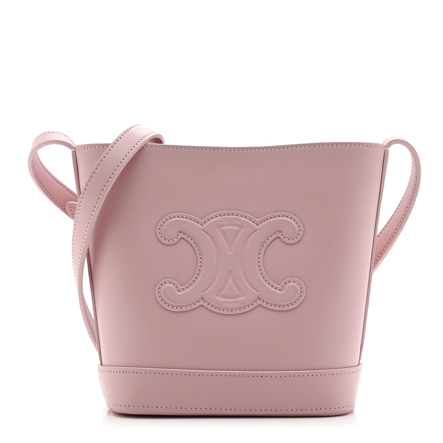 Celine Smooth Calfskin Mini Cuir Triomphe Bucket Bag Light Pink 1 of 9
