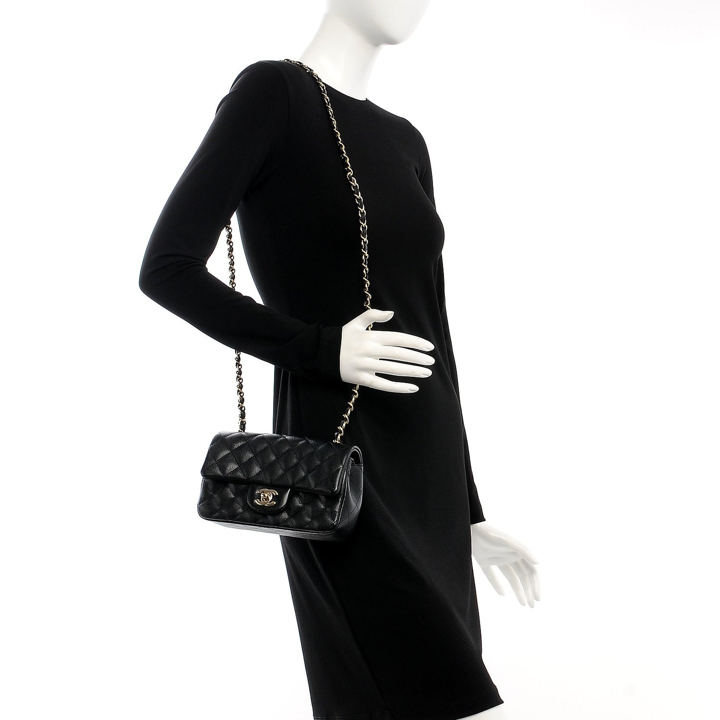 Caviar Quilted Mini Rectangular Flap Black