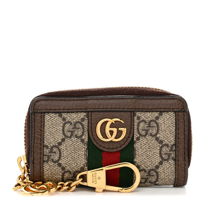 Gucci GG Supreme Monogram Web Ophidia Zip Around Key Case Beige New Acero 1 of 6