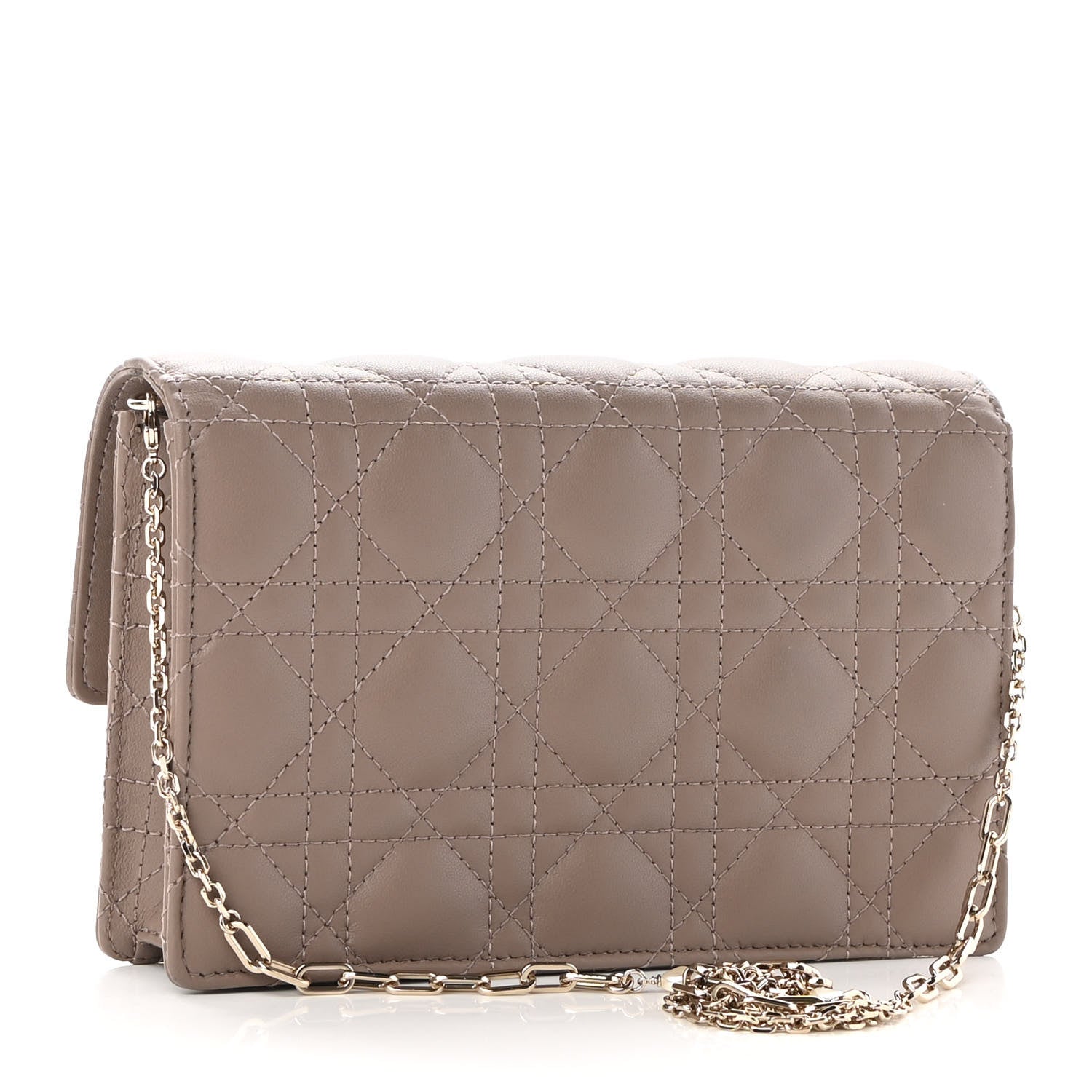 Christian Dior Lambskin Chain Lady Dior Chain Pouch Hazelnut 3 of 9