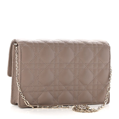 Christian Dior Lambskin Chain Lady Dior Chain Pouch Hazelnut 3 of 9