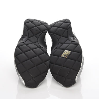 Chanel Glitter Stretch Trainers 37.5 Black Silver 5 of 9