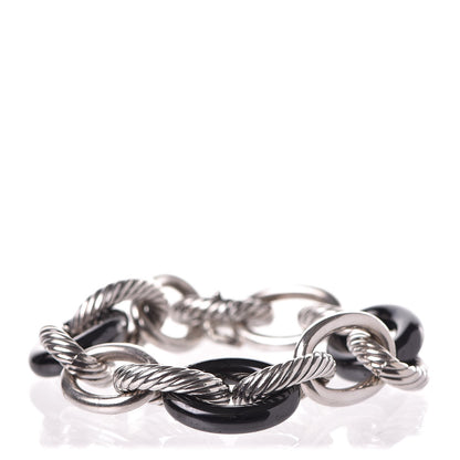 David Yurman Sterling Silver Black Ceramic 17mm Extra Large Oval Link Bracelet 1 of 5
