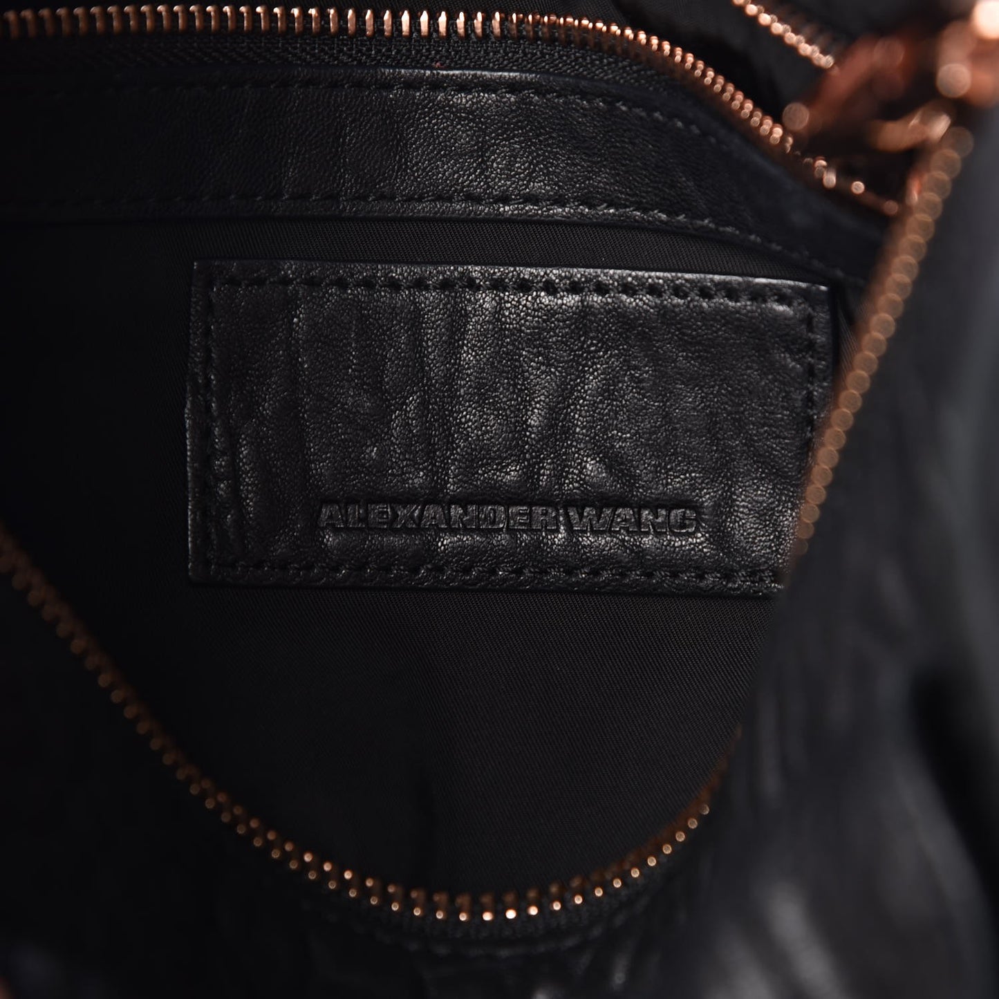 Pebbled Lambskin Rocco Black Nickel Rose Gold Hardware