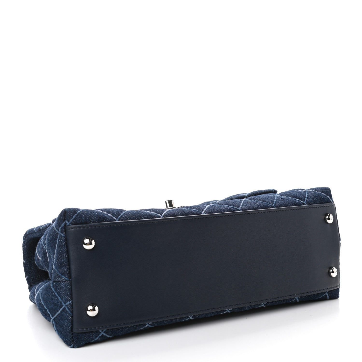 Chanel Denim Quilted Small Coco Handle Flap Blue 3 of 4