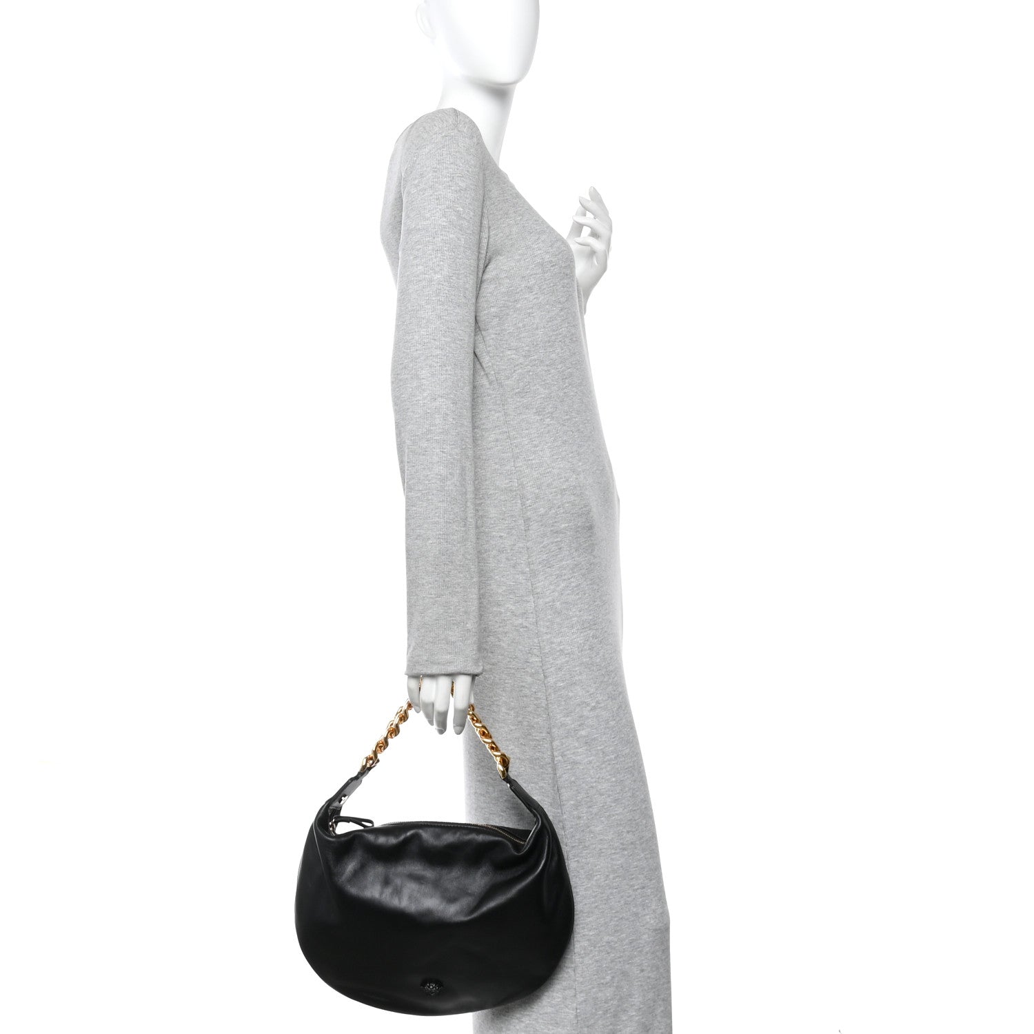 Versace Calfskin La Medusa Chain Hobo Black 2 of 9