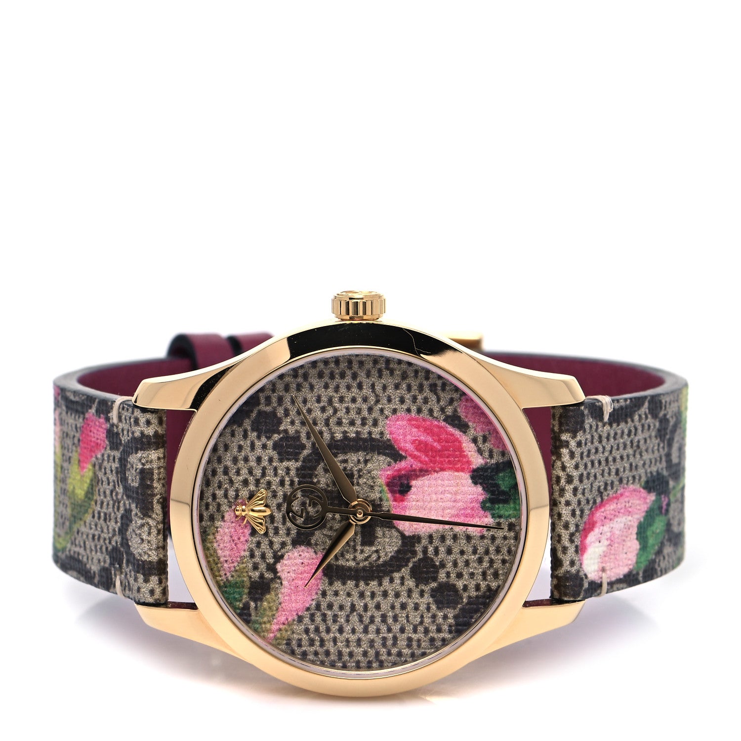 Gucci Stainless Steel Canvas 38mm G-Timeless Supreme GG Blooms Quartz Watch Brown 2 of 5
