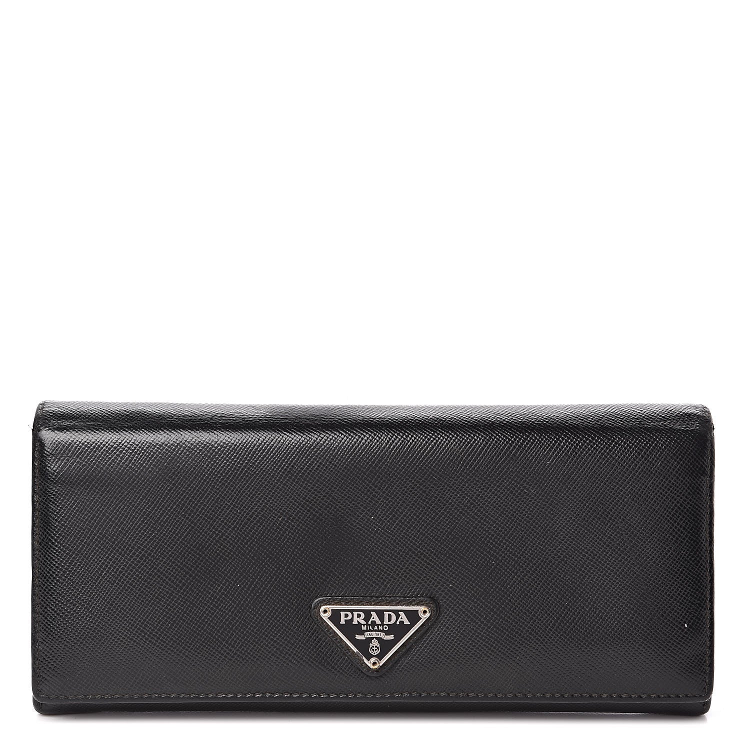 Prada Saffiano Continental Flap Wallet Black 1 of 8