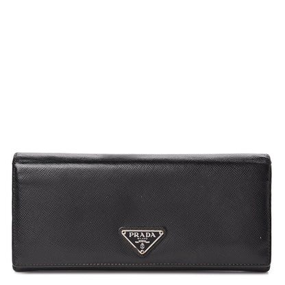 Prada Saffiano Continental Flap Wallet Black 1 of 8