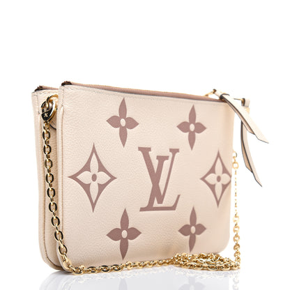 Louis Vuitton Empreinte Monogram Giant Double Zip Pochette Creme Bois De Rose 3 of 11