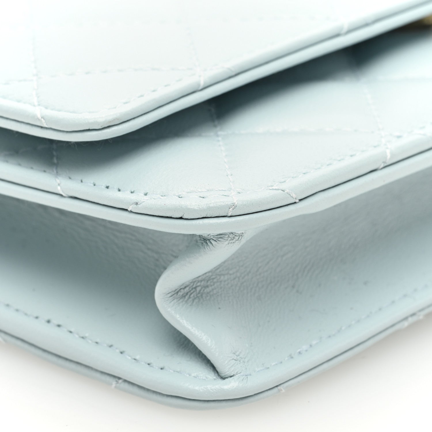 Chanel Lambskin Quilted Pearl CC Wallet on Chain WOC Light Blue 9 of 11