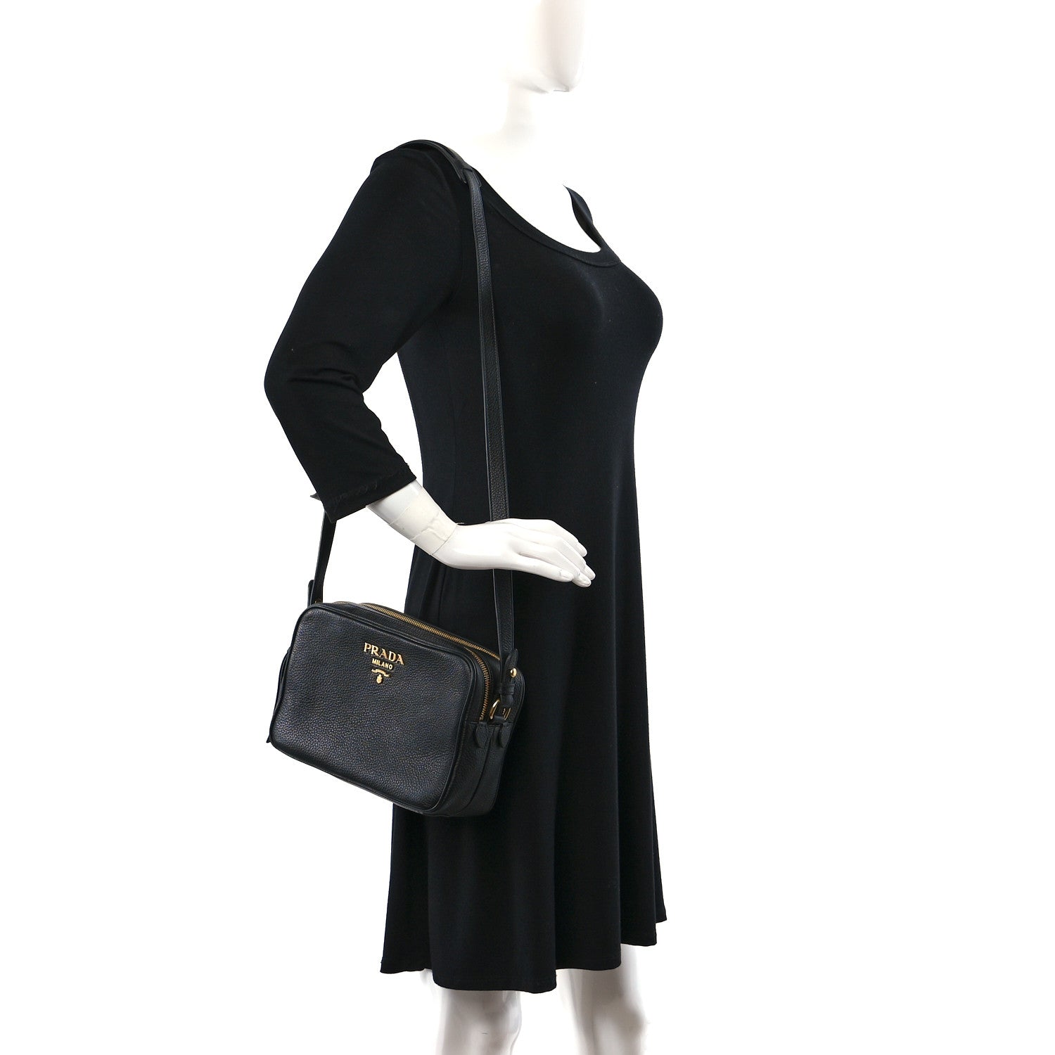 Prada Vitello Phenix Camera Bag Black 2 of 12