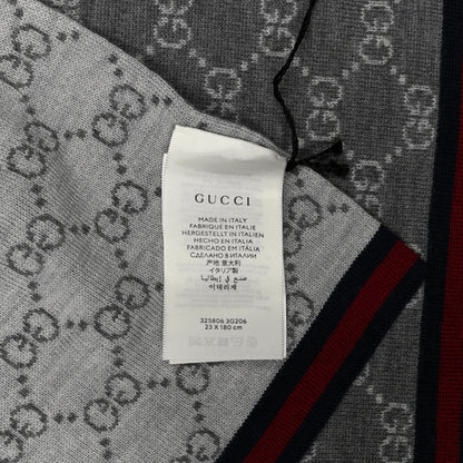 Gucci Wool Tricot GG Monogram Web Solange Scarf Graphite Light Grey 2 of 3