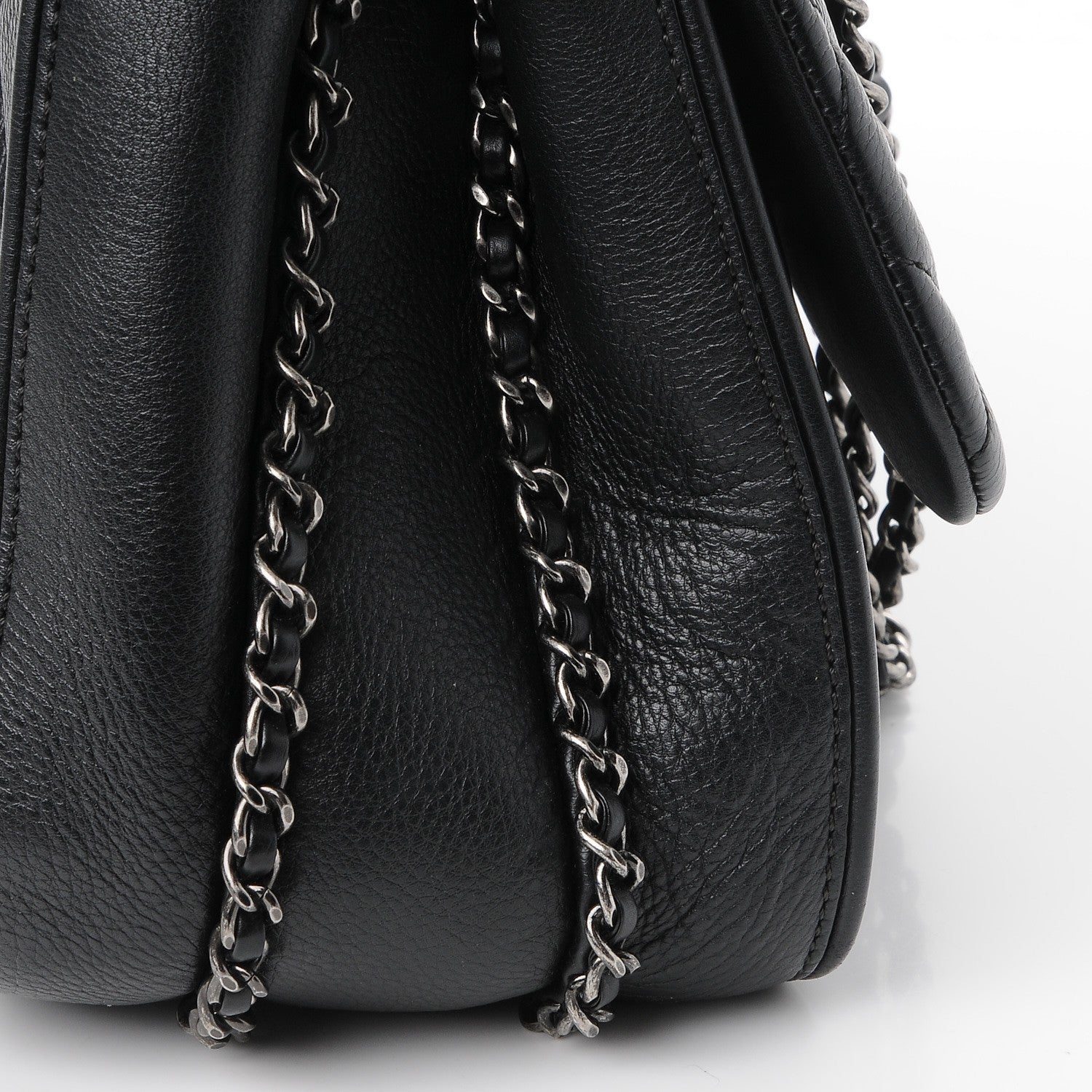 Chanel Calfskin Quilted Large Frame In Chain Flap Black 11 of 12