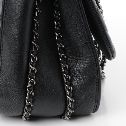 Chanel Calfskin Quilted Large Frame In Chain Flap Black 11 of 12