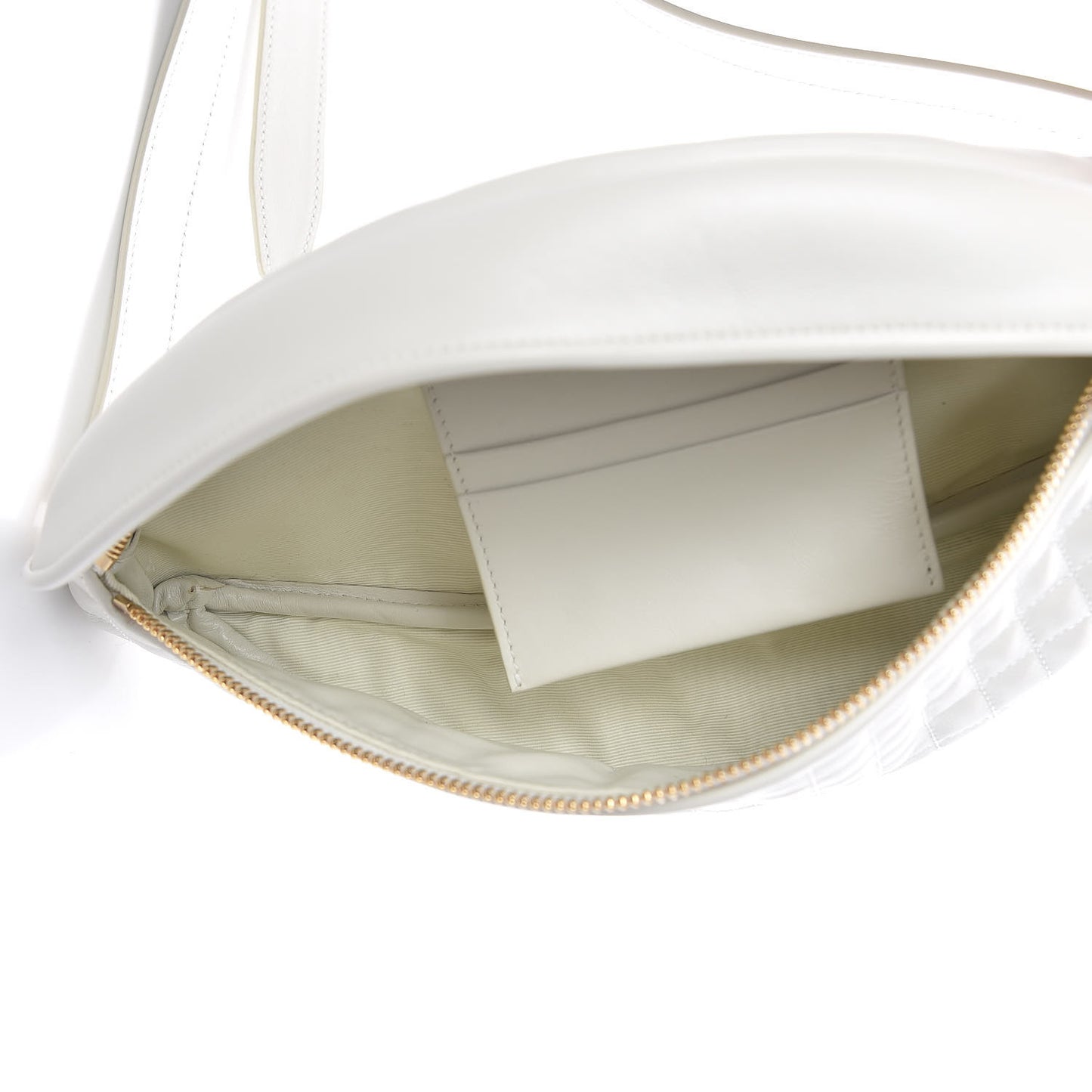 Calfskin Quilted C Charm Belt Bag White