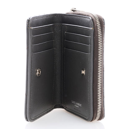 Saint Laurent Grain De Poudre Matelasse Chevron Monogram Compact Zip Around Wallet Fog 5 of 6