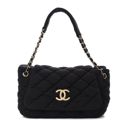 Chanel Jersey Bubble Quilt Flap Black 1 of 10
