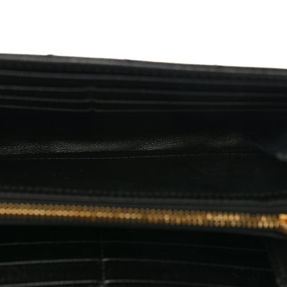 Saint Laurent Grain De Poudre Matelasse Chevron Monogram Flap Wallet Black 5 of 9