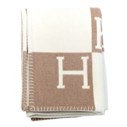 Hermes Wool Cashmere Avalon Baby Blanket Noisette Moyen White 1 of 3