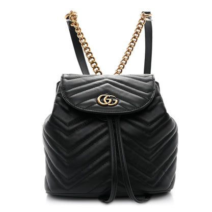 Gucci Calfskin Matelasse GG Marmont Flap Backpack Black 1 of 10