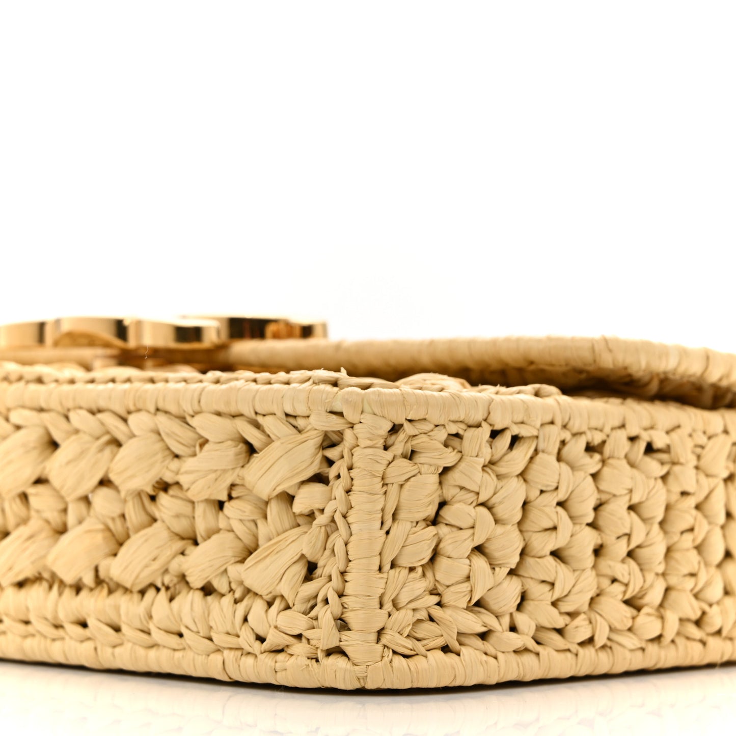 Raffia Effect Claude Chain Shoulder Bag Natural