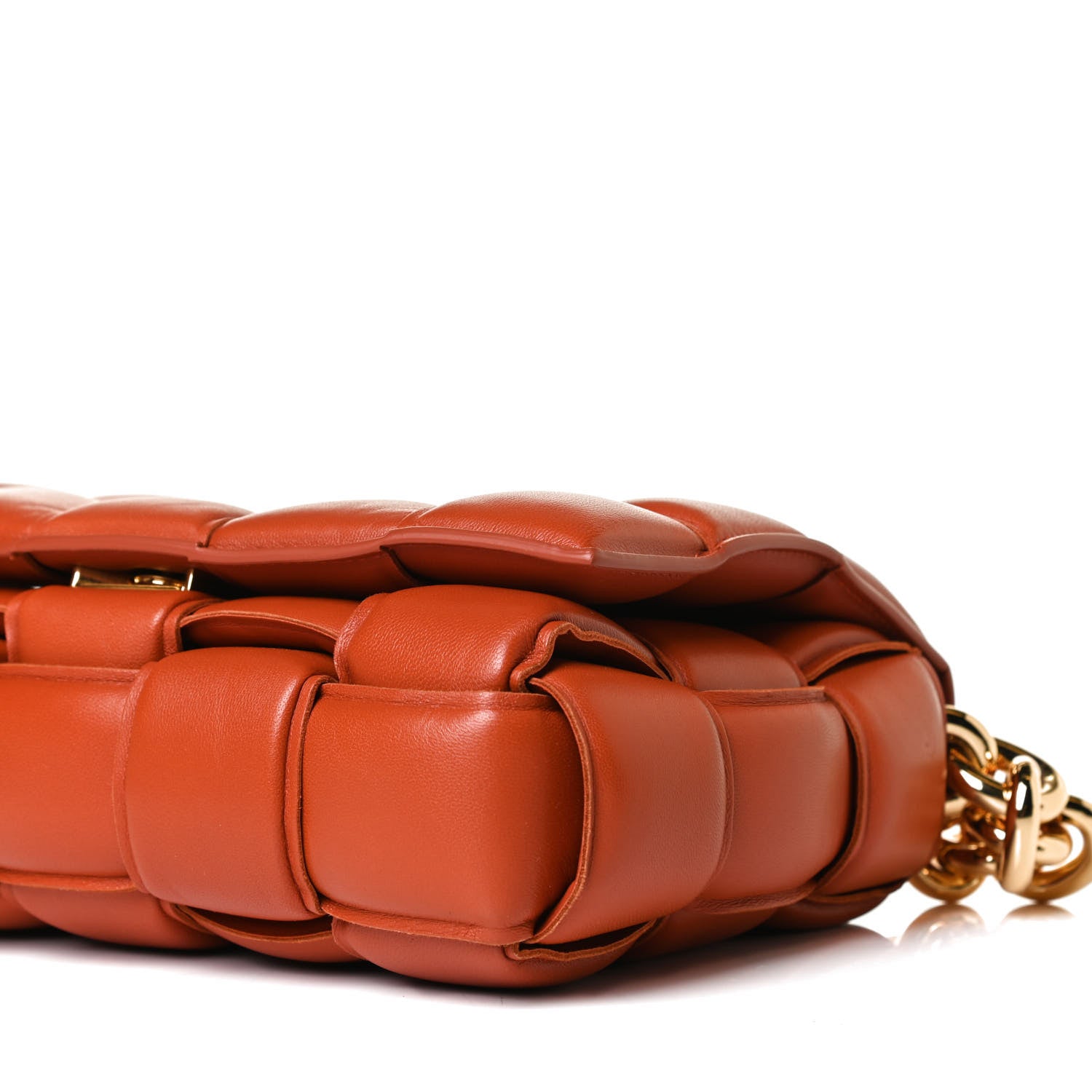 Bottega Veneta Lambskin Maxi Intreccio Padded Chain Cassette Crossbody Bag Maple 11 of 17
