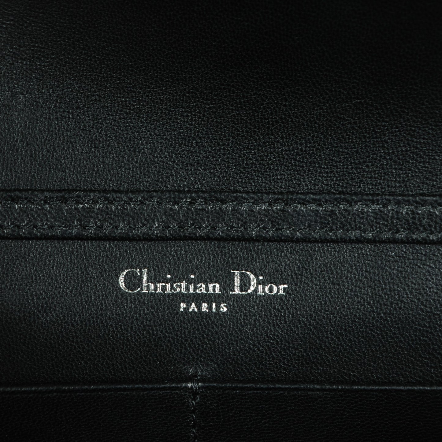 Grained Calfskin Diorama Wallet on Chain Pouch Black