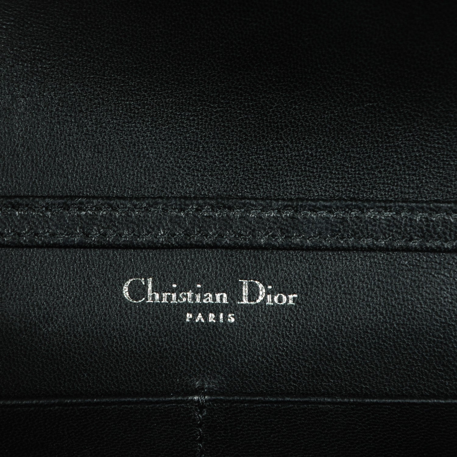 Christian Dior Grained Calfskin Diorama Wallet on Chain Pouch Black 6 of 8