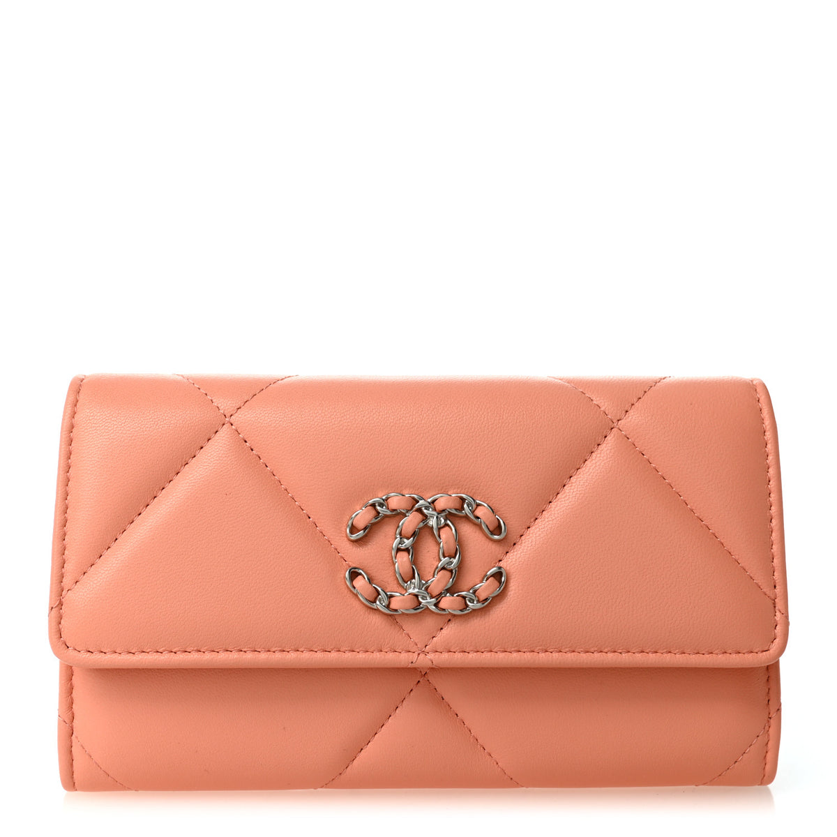Chanel Lambskin Quilted Chanel 19 Flap Wallet Orange 1 of 10