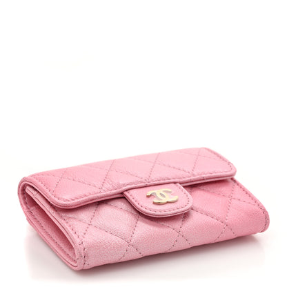 Chanel Cloudy Pearly Goatskin Quilted Flap Card Holder Wallet Pink 4 of 9