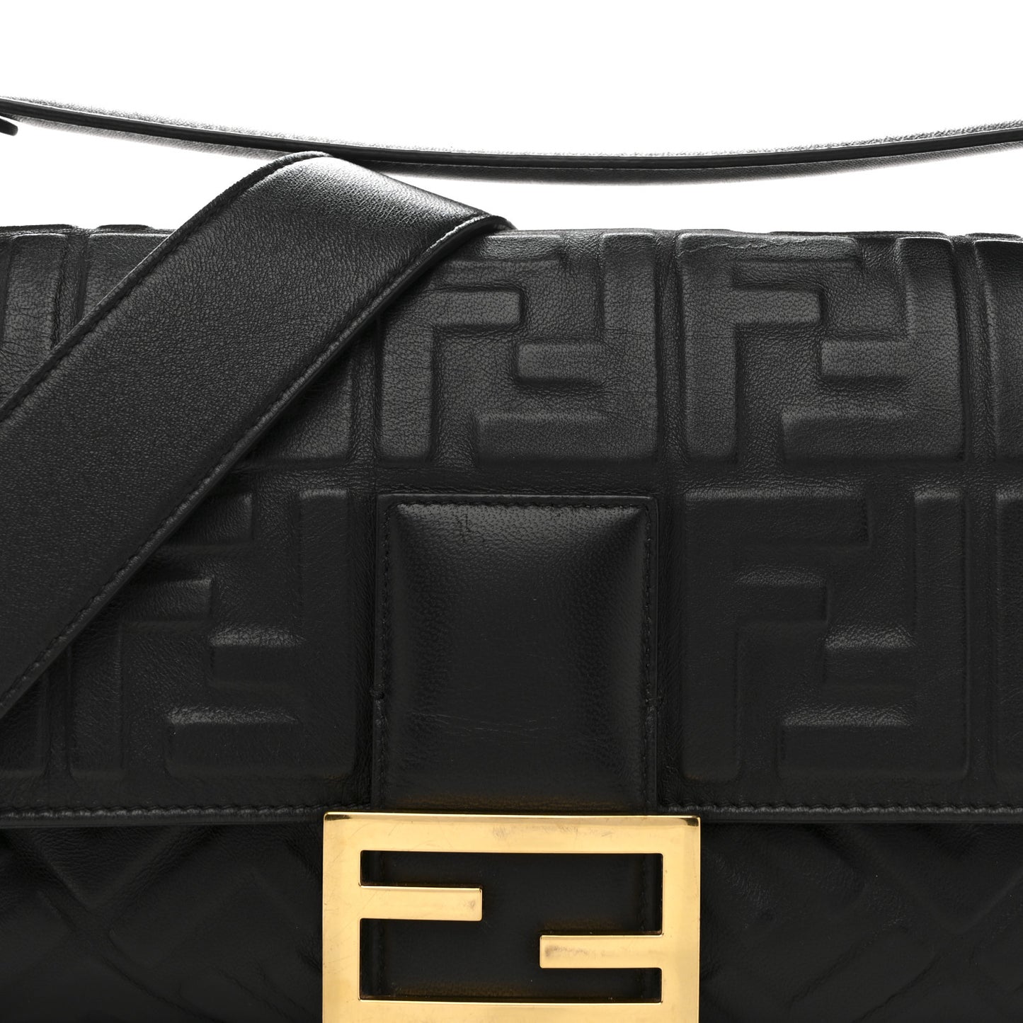 Nappa FF 1974 Embossed Large Baguette Black