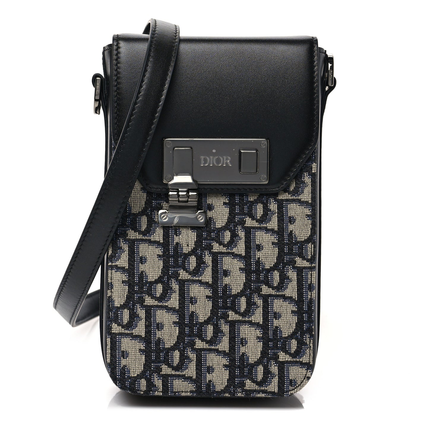 Oblique Calfskin Vertical Pouch Black