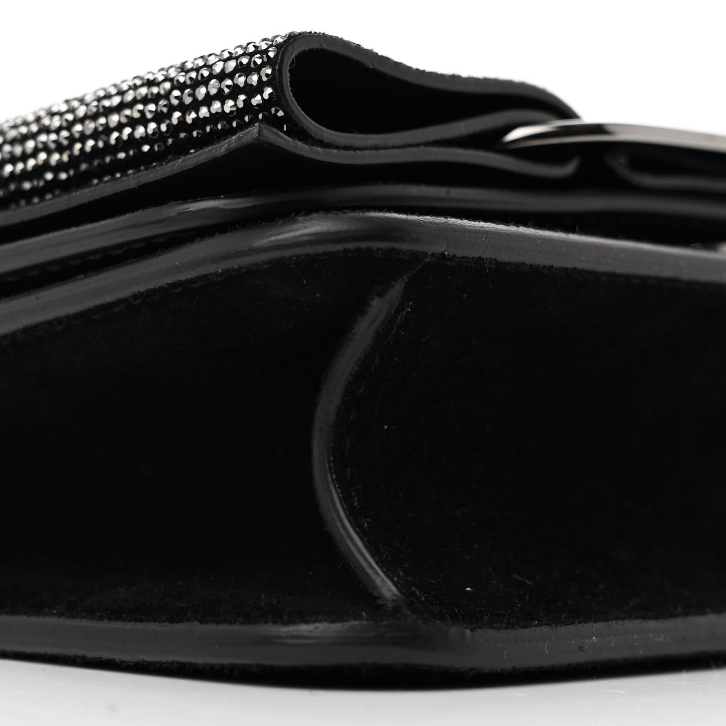 Suede Crystal Mini Vara Bow Crossbody Bag Black