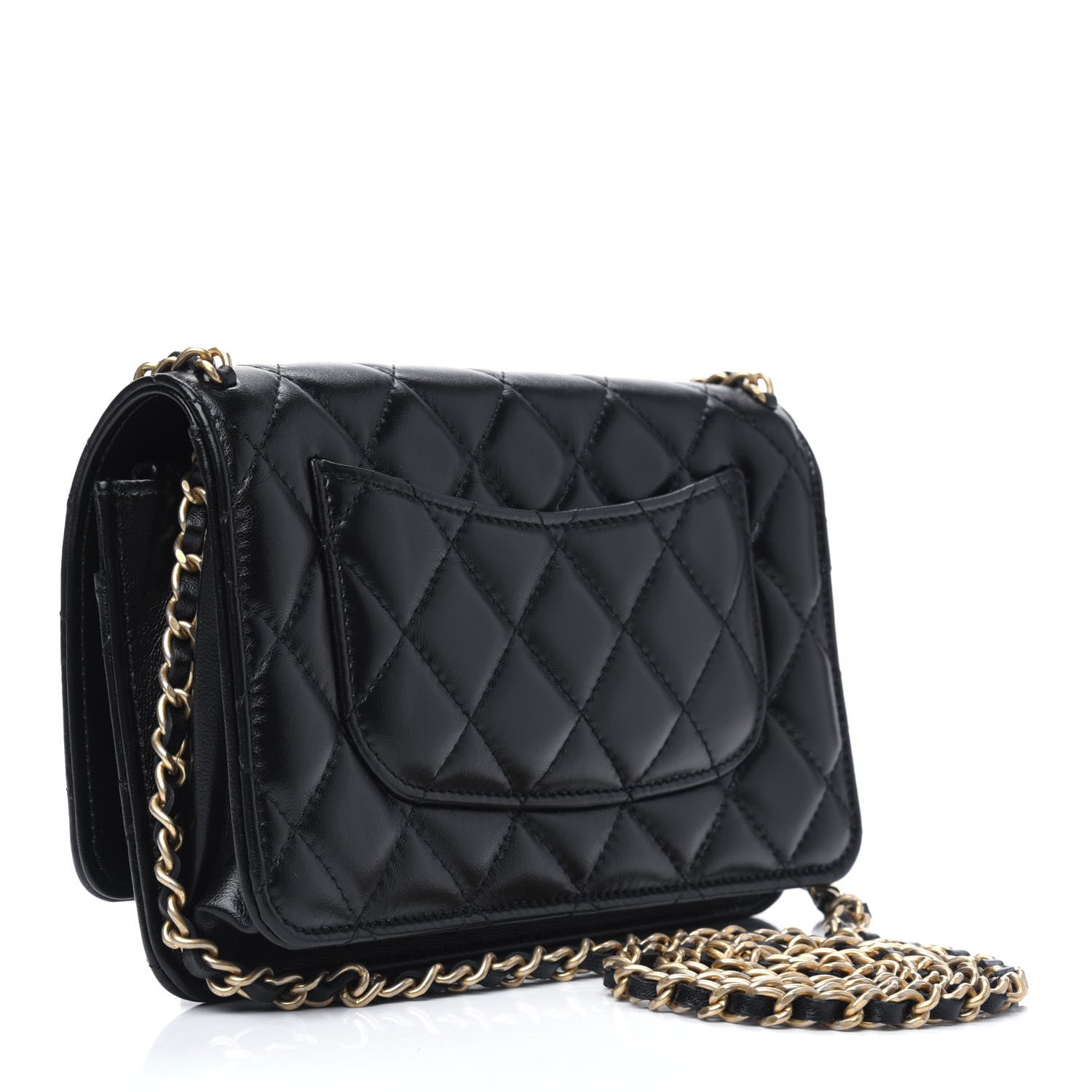 Chanel Lambskin Quilted Chain Around Wallet On Chain WOC Black 3 of 13