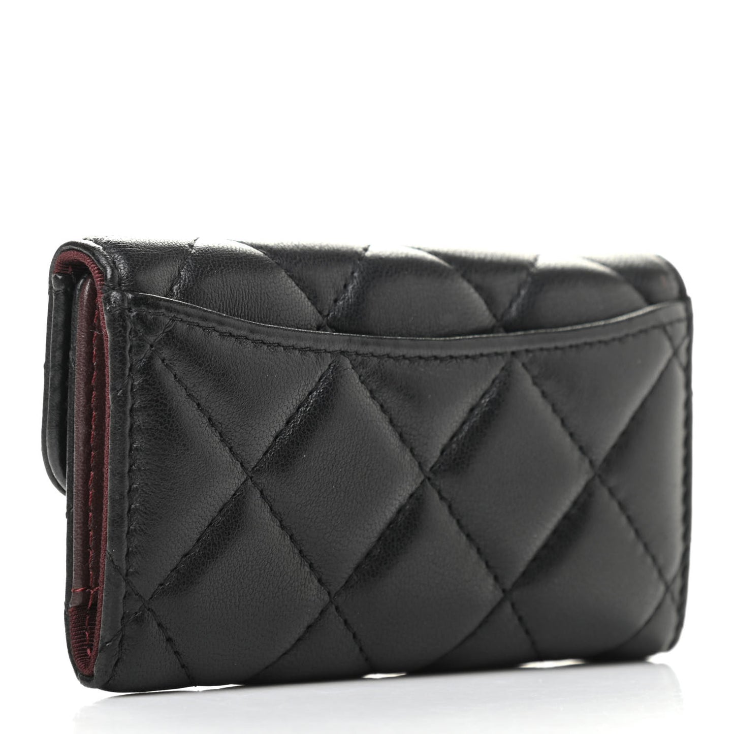 Lambskin Quilted 6 Key Holder Black