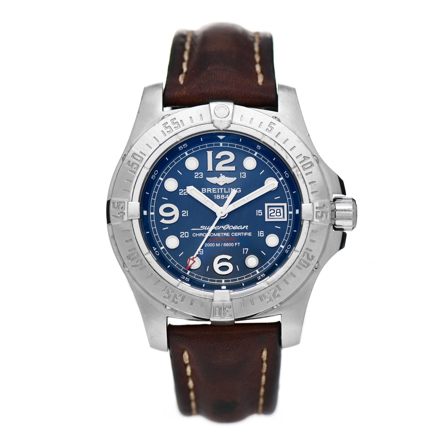 Stainless Steel Calfskin 44mm Superocean Steelfish Automatic Watch Blue A17390