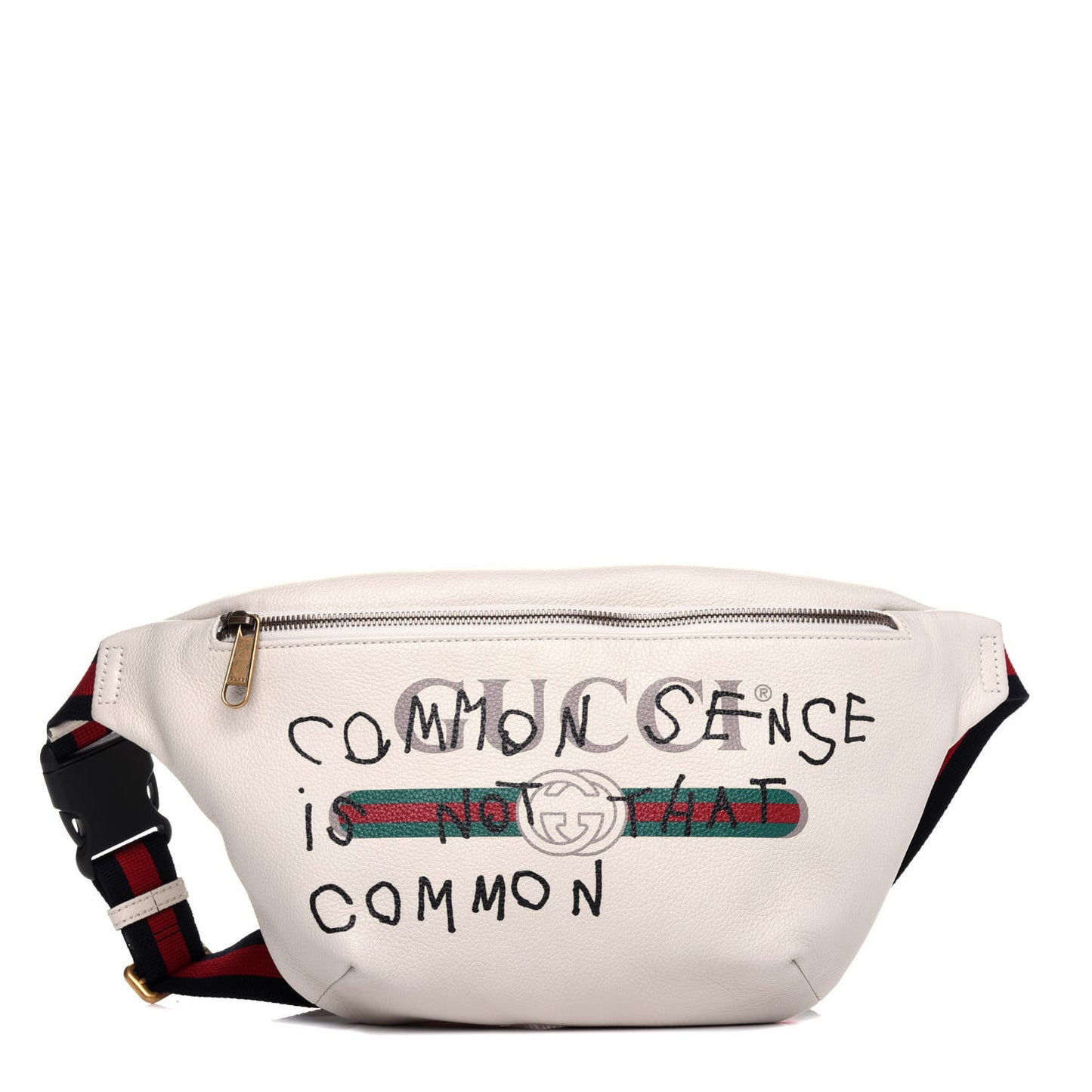 Grained Calfskin Coco Capitan Logo Belt Bag White