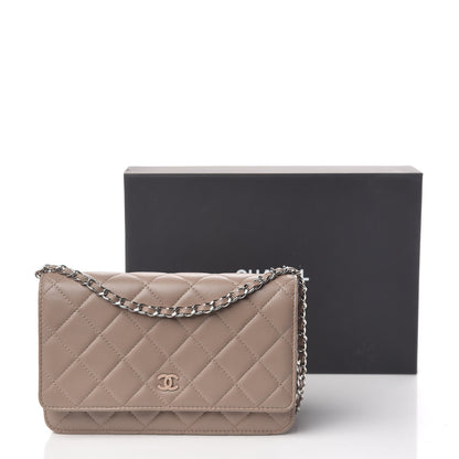 Chanel Lambskin Quilted Wallet on Chain WOC Taupe 15 of 15