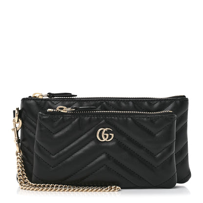 Gucci Calfskin Matelasse Small GG Marmont 2.0 Clutch Black 1 of 7