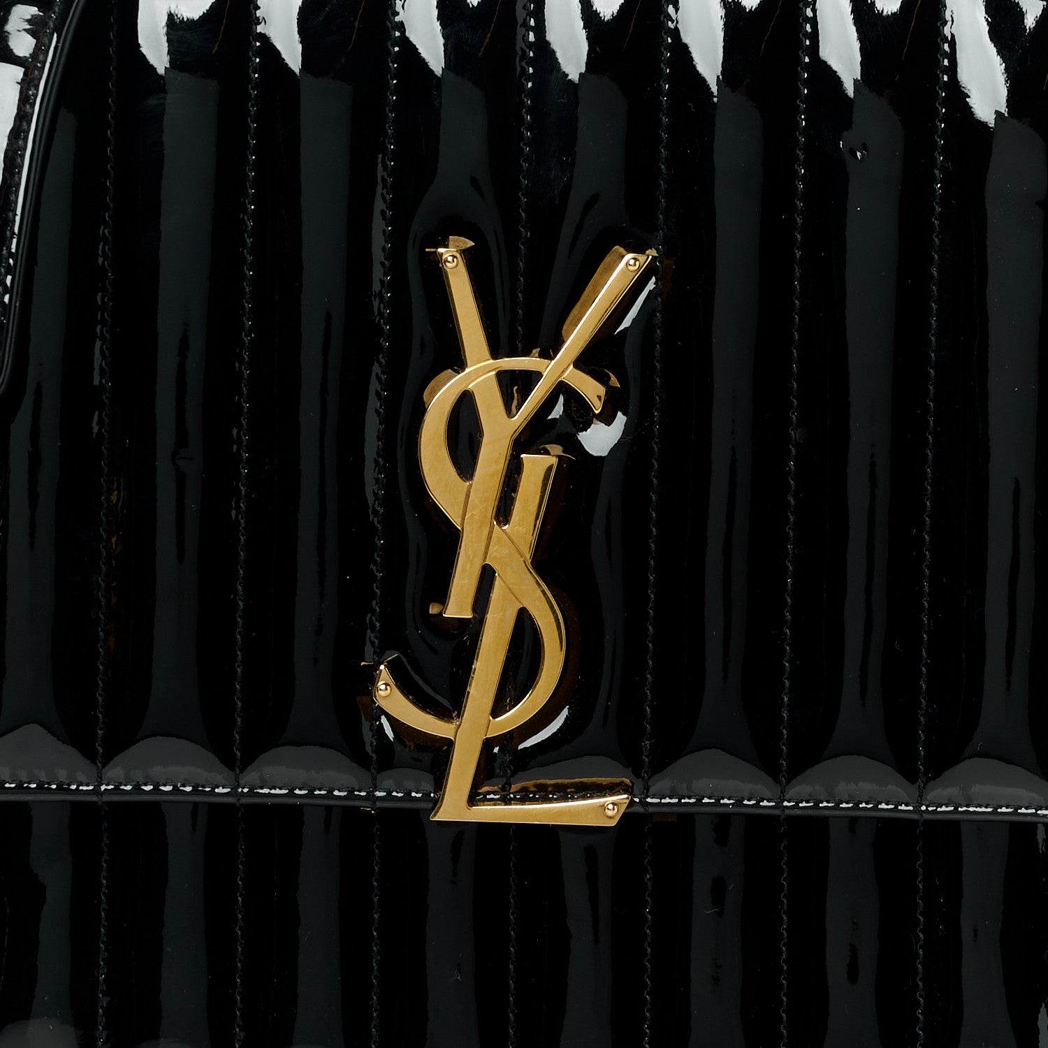 Saint Laurent SAINT LAURENT Patent Matelasse Monogram Large Vicky Chain Bag Black 9 of 16