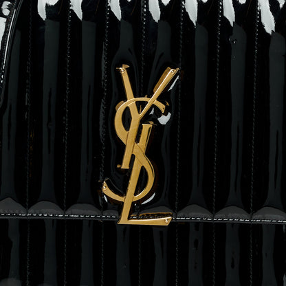Saint Laurent SAINT LAURENT Patent Matelasse Monogram Large Vicky Chain Bag Black 9 of 16