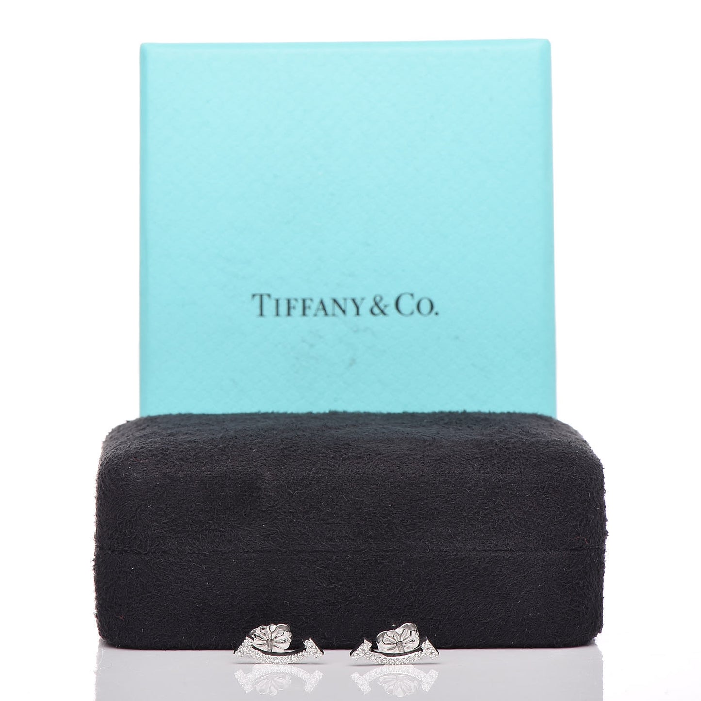 18K White Gold Diamond T Smile Earrings