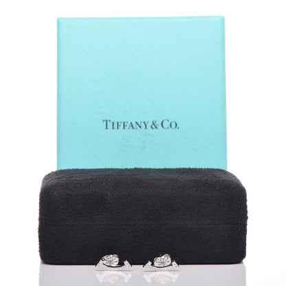 Tiffany 18K White Gold Diamond T Smile Earrings 5 of 5