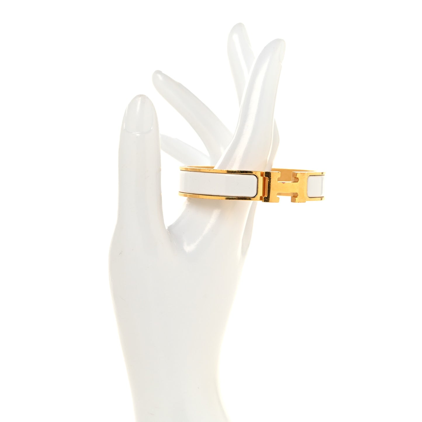 Enamel Narrow Clic Clac H Bracelet PM White