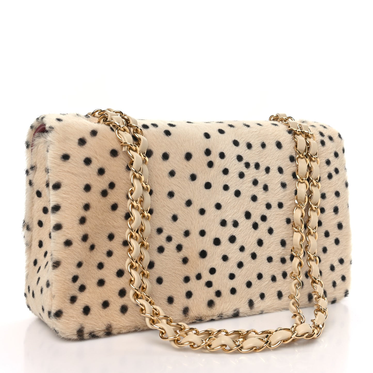 Pony Hair Cheetah Printed Creative Fabrics Flap Light Beige Black