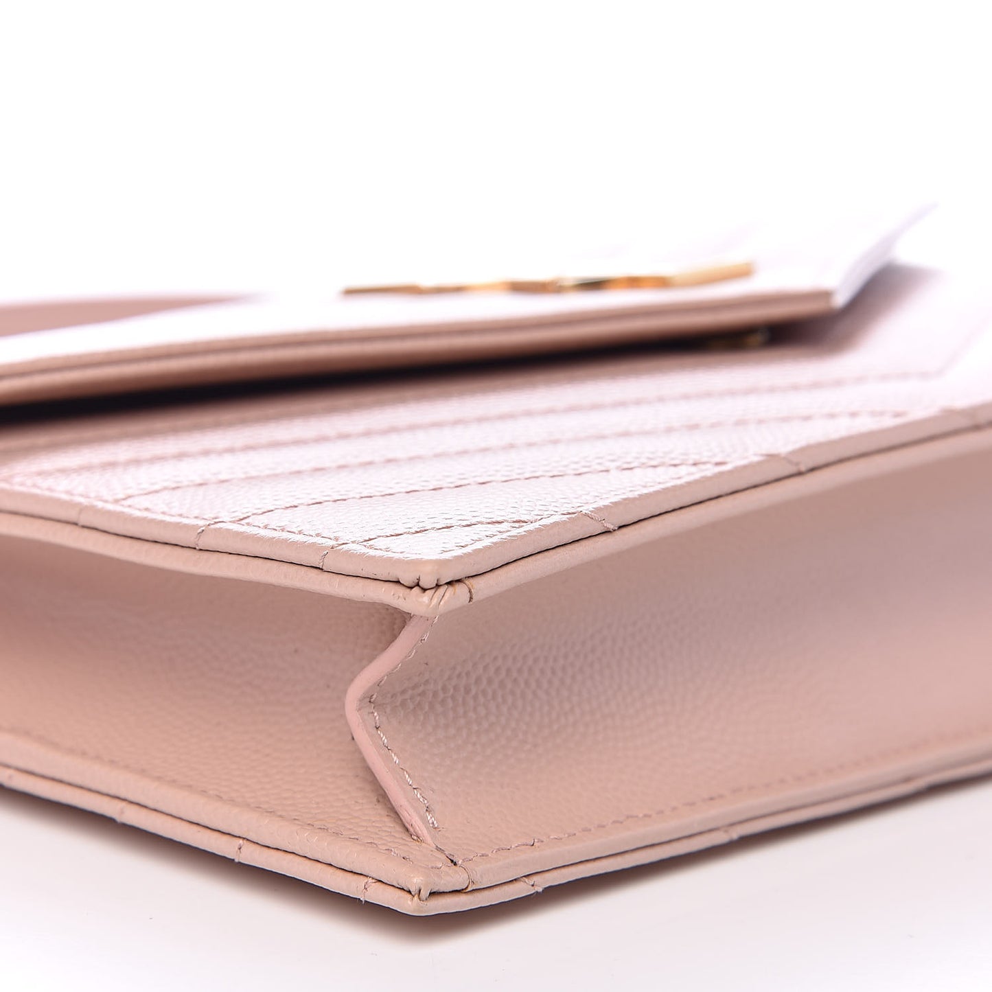 Grain De Poudre Matelasse Chevron Monogram Envelope Chain Wallet Pale Pink