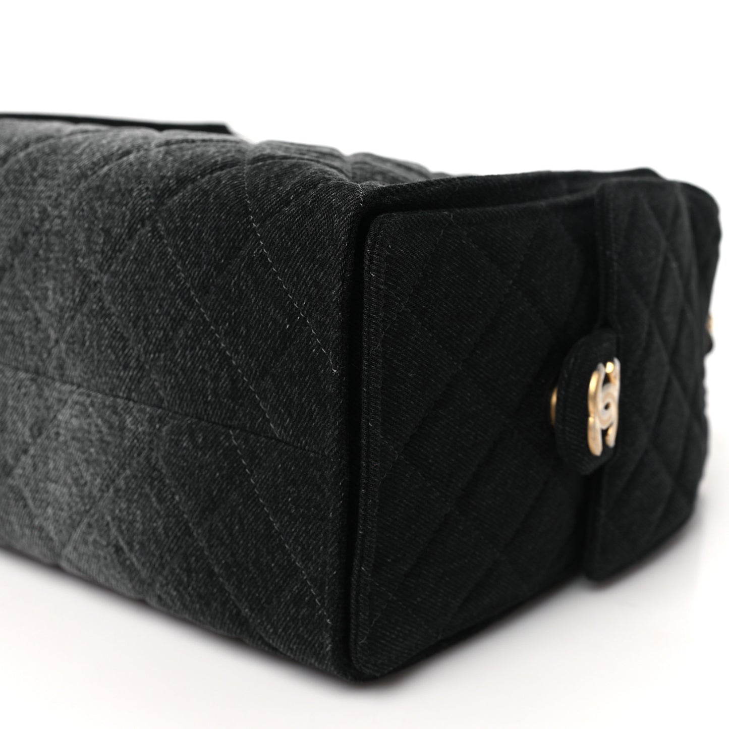 Washed Denim Quilted Small Chanel 25 Handbag Black