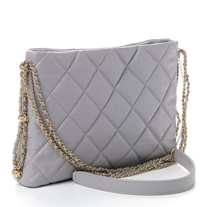 Chanel Lambskin Quilted Crush on Chains Hobo Grey 2 of 4