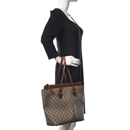 Gucci GG Supreme Monogram Medium Zippered Bucket Tote Beige Tuscany 2 of 15